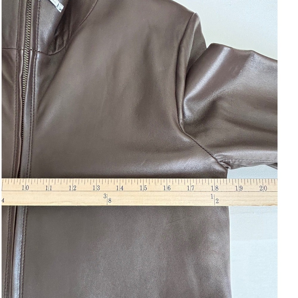 Cole Haan Mens Brown Lambskin Leather Car Coat Jacket Removable Liner Medium - Picture 13 of 15